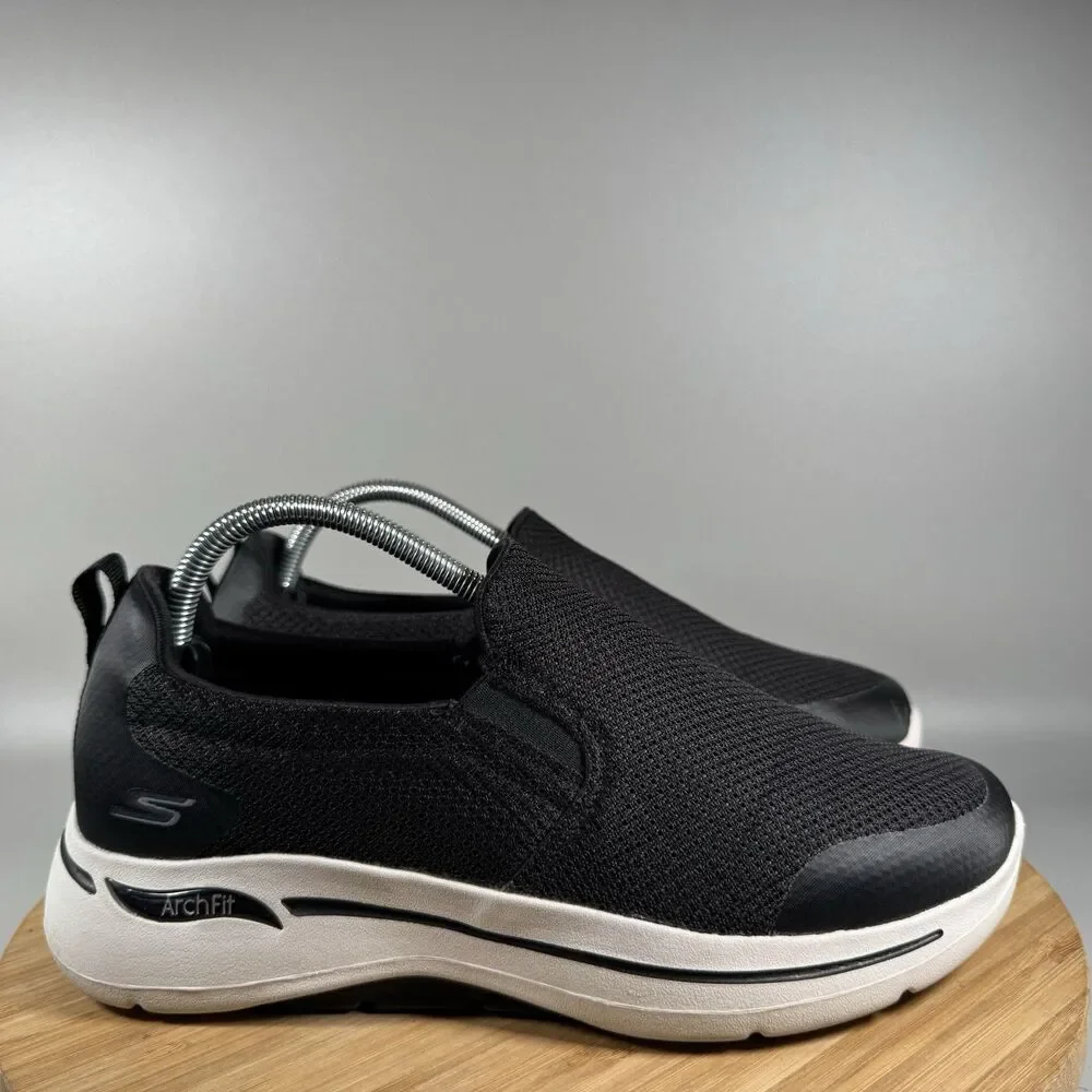 S Skechers GOwalk Arch‎ Fit Togpath Black Slip-On Shoes Mens 8 4E Comfort
